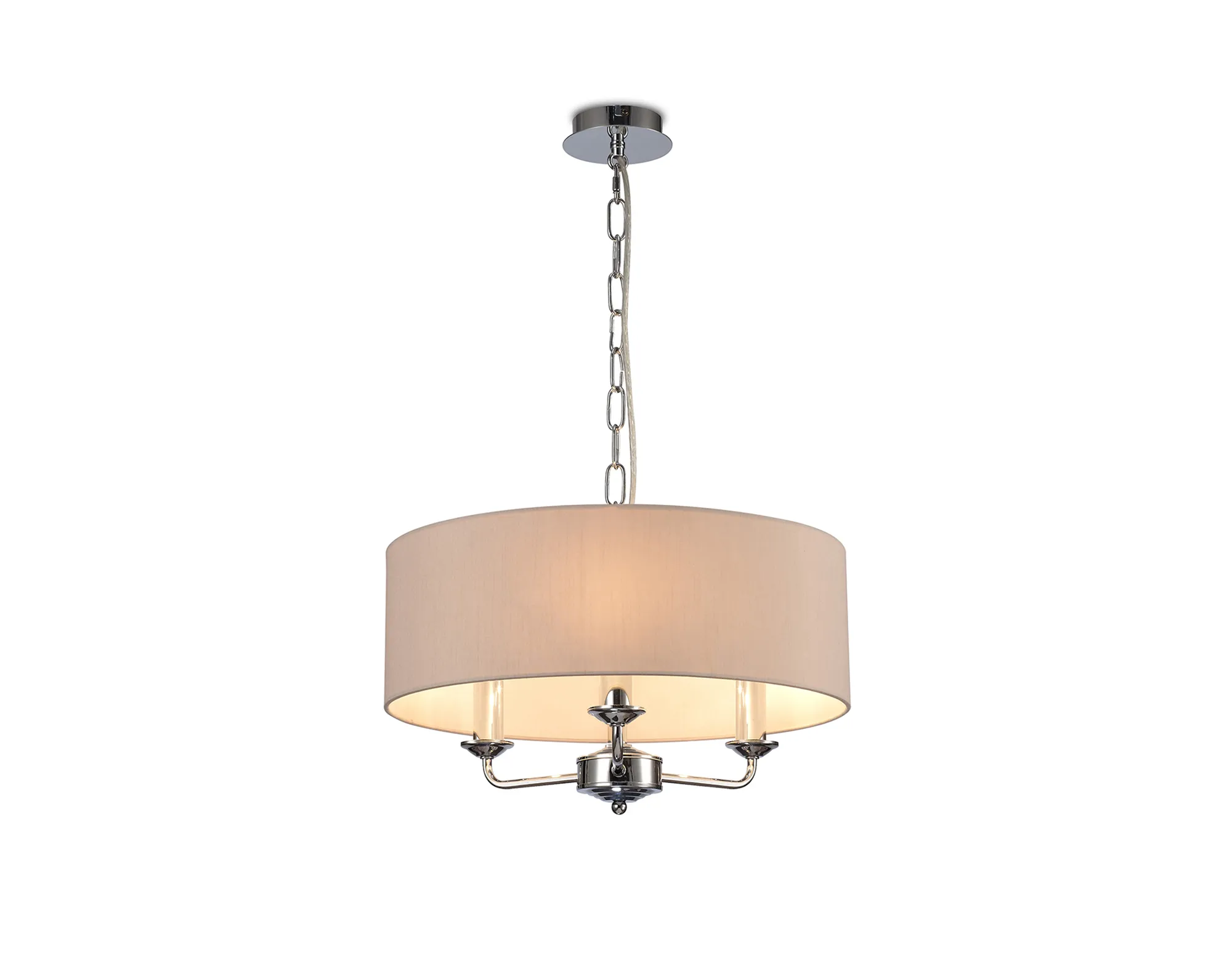 Banyan 45cm 3 Light Pendant Polished Chrome; Nude Beige/Moonlight